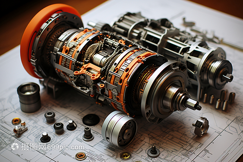 圖紙上的金屬電機